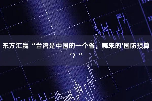 东方汇赢 “台湾是中国的一个省，哪来的‘国防预算’？”