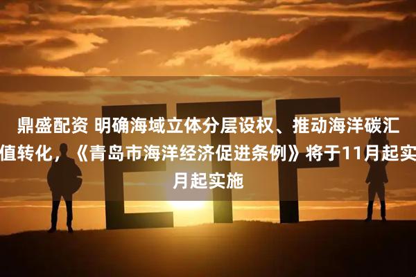 鼎盛配资 明确海域立体分层设权、推动海洋碳汇价值转化，《青岛市海洋经济促进条例》将于11月起实施
